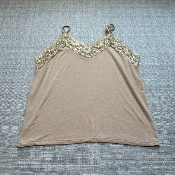 POL Cami Top  Womens Large Taupe Lace Trim‎ Y2K Lingerie Style Feminine Whimsy - Picture 4 of 9